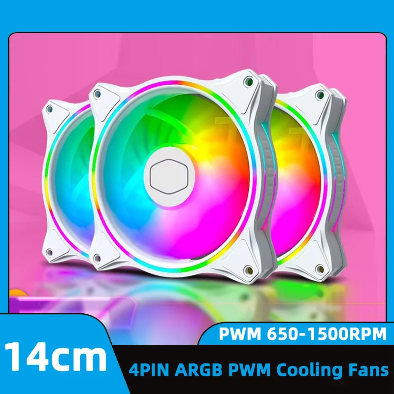

MF140 HALO, белый корпус компьютера, вентилятор Ventilador, 14 см, ARGB, 5 В/3 контакта, тихий ШИМ-кулер для процессора, водяное охлаждение, 140 мм, заменяет вентиляторы