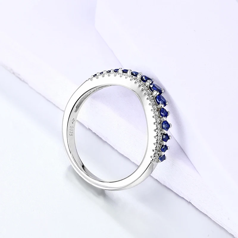 925 Sterling Silver Sapphire Rings Round Cut for Women Engagement Wedding Party Fine Jewelry Gifts