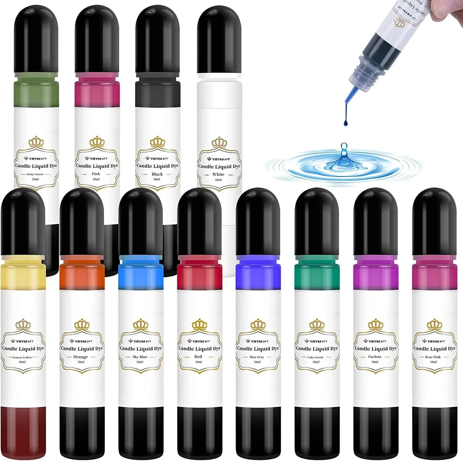 

HTVRONT 10ml 12 Colors Candle Making Supplies Liquid Candle Dye Set for Candle Making