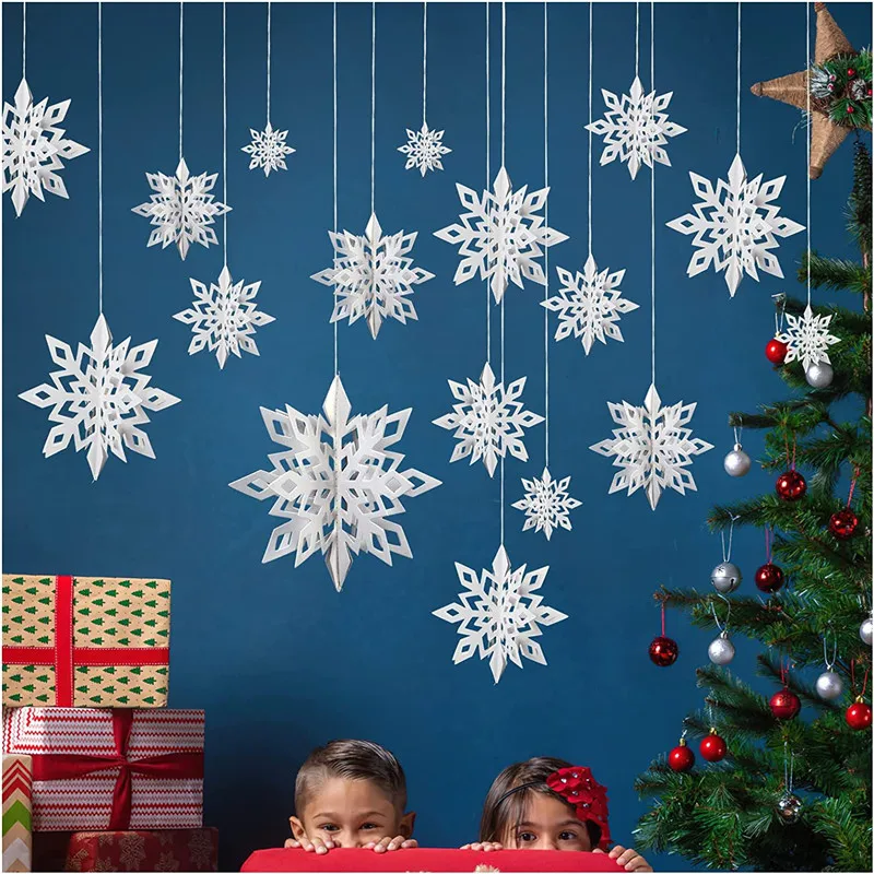 Artificial Snowflakes Snow Paper Garland Winter Frozen Party Decor  Christmas Decoration for Home Birthday Navidad Tree Ornaments