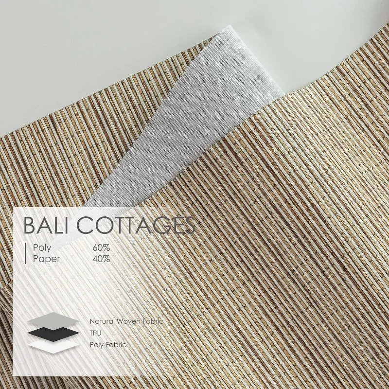 GoDear Design 99.99% Blackout Adjustable Sliding Panel Track Blinds forTrimmable Natural Woven Panel, Bali Cottages 4