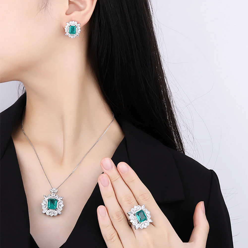 Pedras Preciosas Esmeralda Vintage Conjuntos de Jóias Finas para Mulheres,  Colar, Pingente, Anel, Brincos, Diamante de Laboratório, Festa de Casamento  - AliExpress, image size:1000x1000