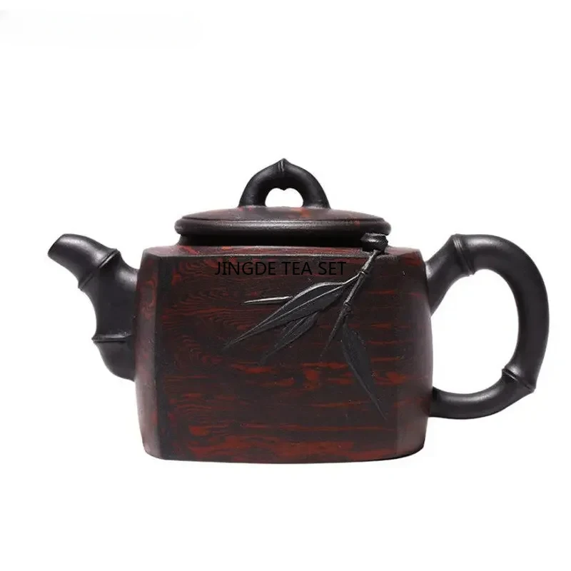 140ml Yixing Yixing purple clay teapot raw ore red clay handmade stone spoon tea pot Kung Fu tea set