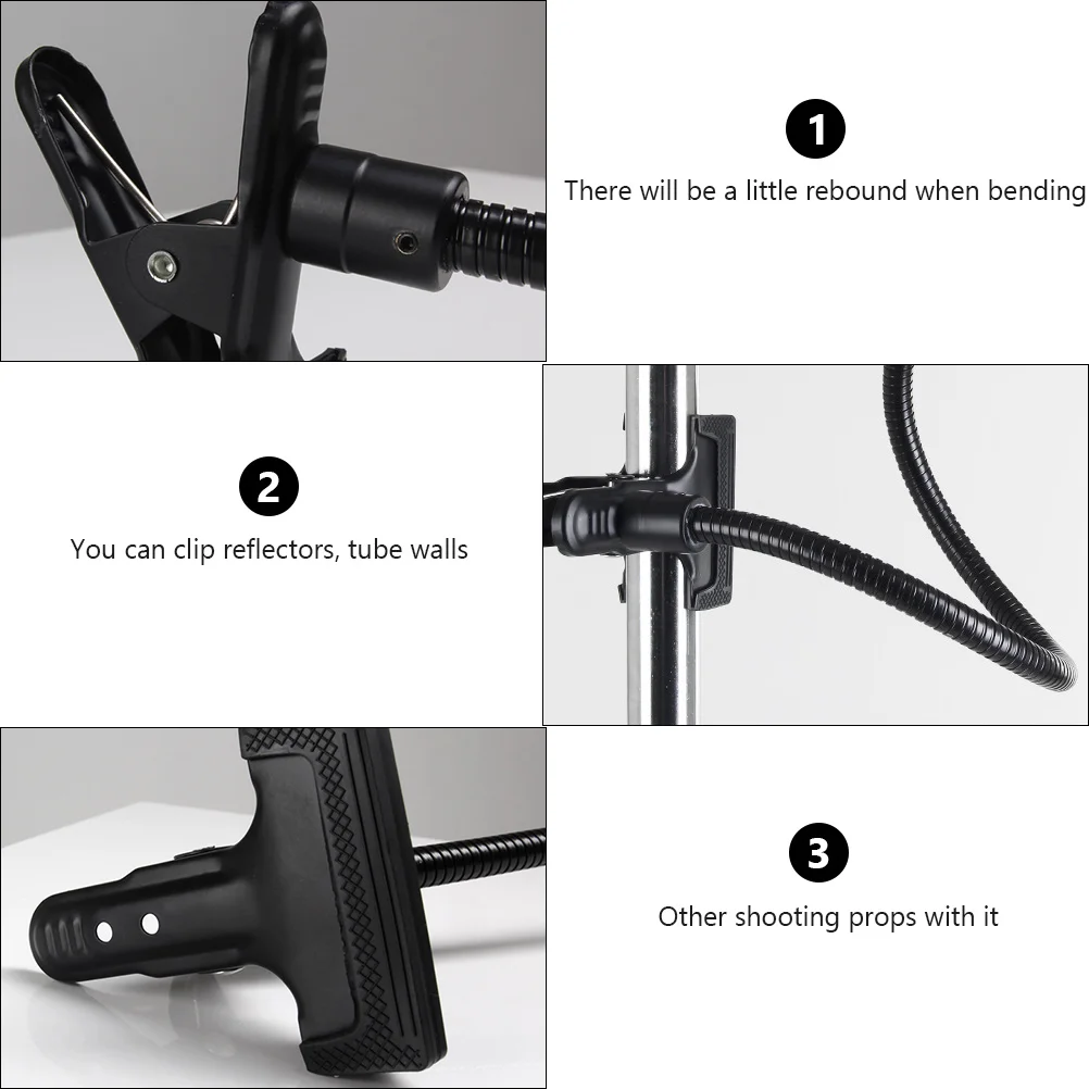 Double Head Metal Clamp Flexible Gooseneck Tube Background Holder Lighting Stand Bracket Camera Photo Accessory Light Stand