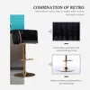 Velvet Swivel Bar Stools Set of 4, Adjustable Counter Height Bar Chairs with Woven Back & Footrest, Luxury Gold Bar Stools 3