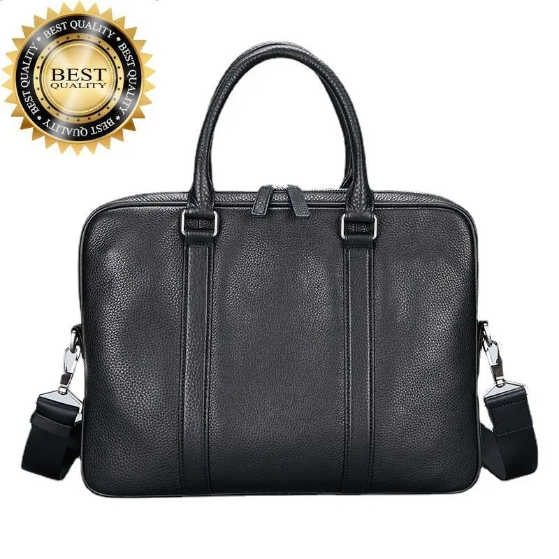 

Lawyer Cow Leather New Design Tote Briefcase High-End Business Handbags Genuine Men Crossbody Shoulder Office Bag 2A