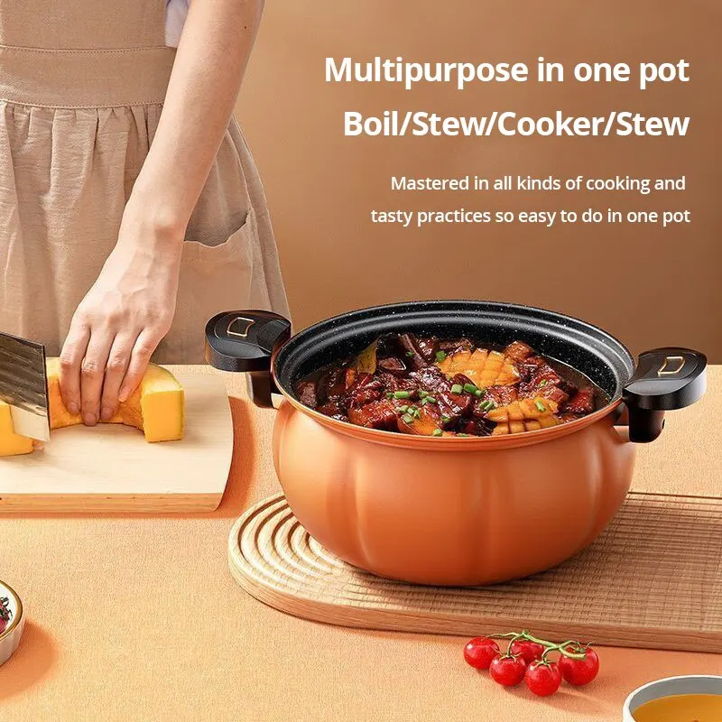 Stainless Steel Soup Pot 5L Orange Pumpkin Micro Pressure Pot New Home Type Multifunctional Non Stick Gas Stove Universal Soup stainless steel soup pot