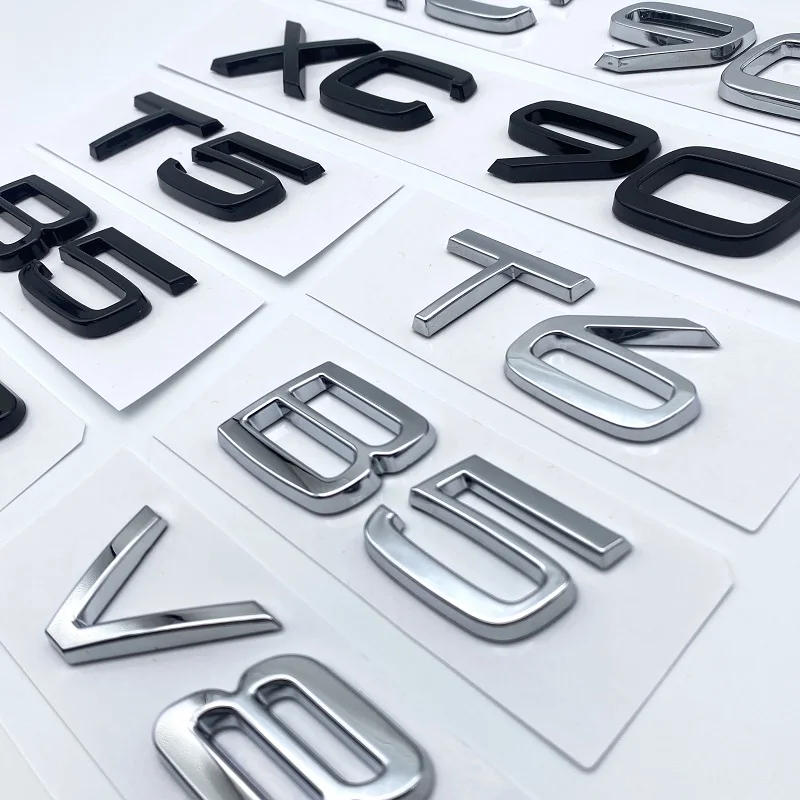 3D metalen T5 T6 T8 AWD Letter Logo Sticker Zilver Zwart Compatibel met VOLVO XC40 XC60 XC90 S60 S90 V60 V70 V90 Kofferbak Badge Accessoires (Kleur: T5 Zwart