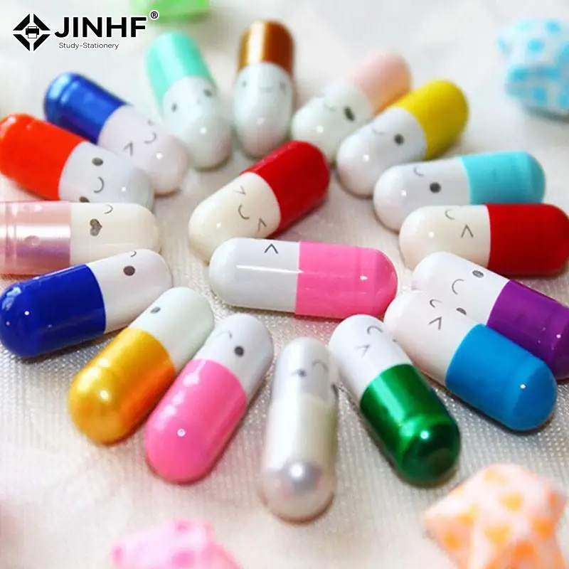 

50 Pcs Pill Capsule Message Letter Kawaii Emoticon Smile Pill Love Blank Message Capsule Envelope Letter Paper For Kids