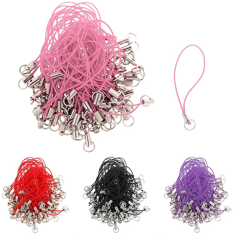 50Pcs Polyester Lanyard Clasp Phone Hanging Pendant Rope Braided Keychains Key Rings Holder Strap DIY Jewelry Making Cords