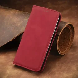Luxury 2024 Leather Wallet Phone Case with Magnetic Closure for Moto Edge 60s Pro (Red)