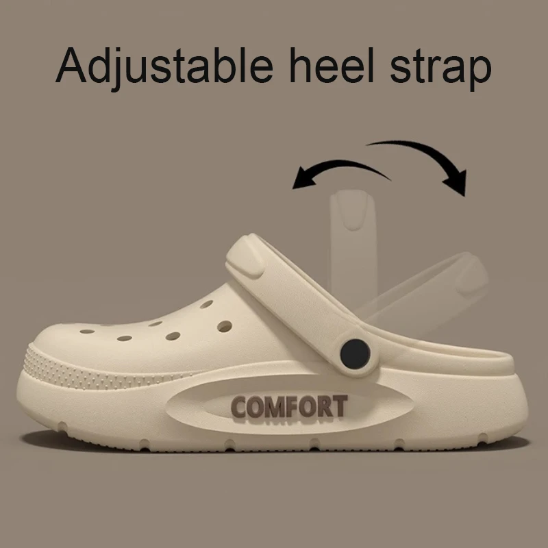 Women's Men's Slippers Summer Anti-Slip Couple Hollow Covered Toe Indoor Outdoor Casual Thick Bottom Sandals for Home Adults 2