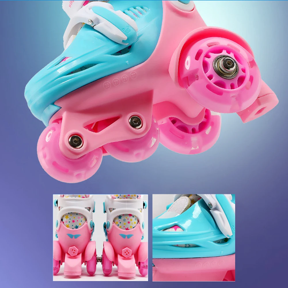 Flash Skating Shoes Kids Beginner Roller Skating Shoes Set Children Skates with Kneepad Elbow Pads Helmet Roadblock Backpack roller skating shoes set
