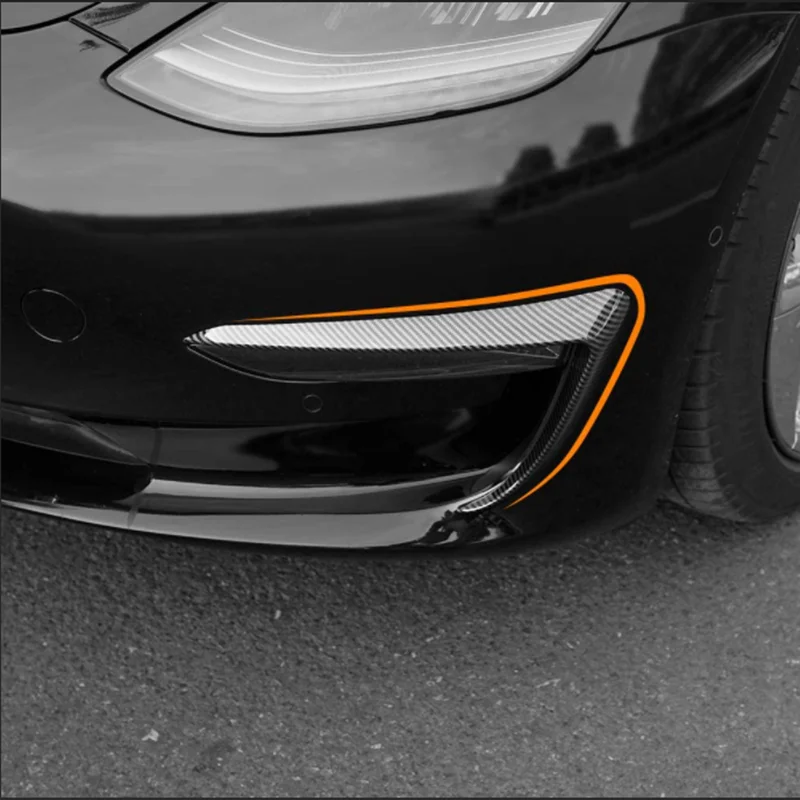 Front Bumper Cover Wind Knife for Tesla Model 3 Y ABS Glossy Black Fog Lamp Trim