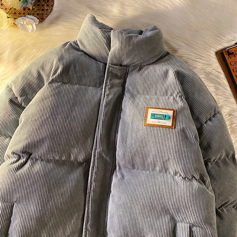Harajuku Men's Warm Parkas Winter Coat Corduroy Cotton Oversize Male Winter Jackets Windbreaker Padded Coat Woman Parkas