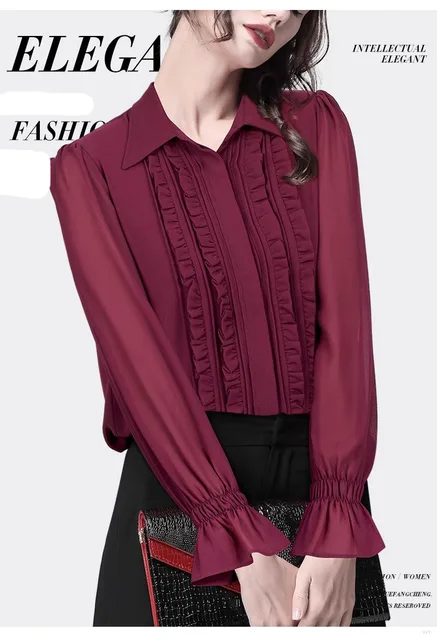 red chiffon blouse