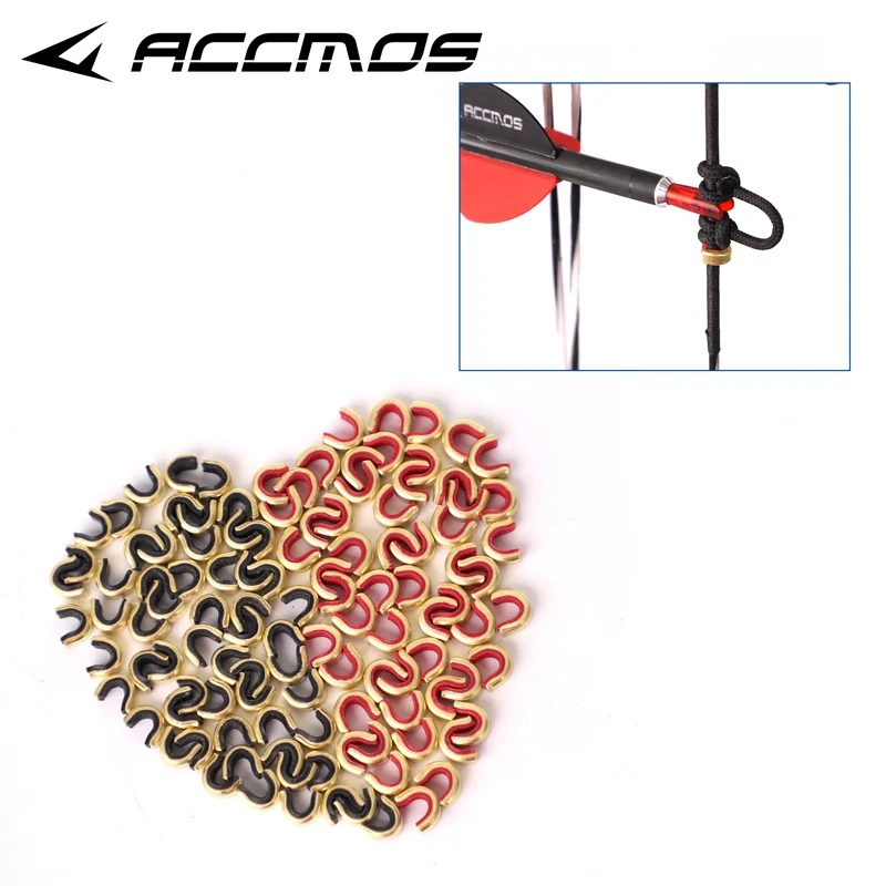 6 Points D'Encochage Laiton Pour Arc - Pince De Protection, Universels, Noirs, Go-Hunting