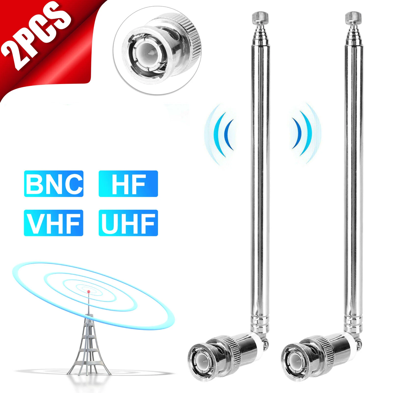 2Pcs-BNC-Antennas-25MHz-1300MHz-7-Section-Telescopic-Antenna-BNC-Male ...