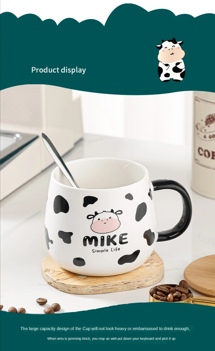 Arawat Cute Cow Coffe Mug with Lid and Spoon Cow Print Stuff Gifts 400ml  Ceramic Tea Coffee Cup Kawa…See more Arawat Cute Cow Coffe Mug with Lid and