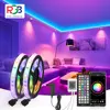 (EU Plug) LED Strip Light RGB 5050 Music Sync Color Changing  Sensitive Built-in Mic, App LED Lights DC12V Flexible 1