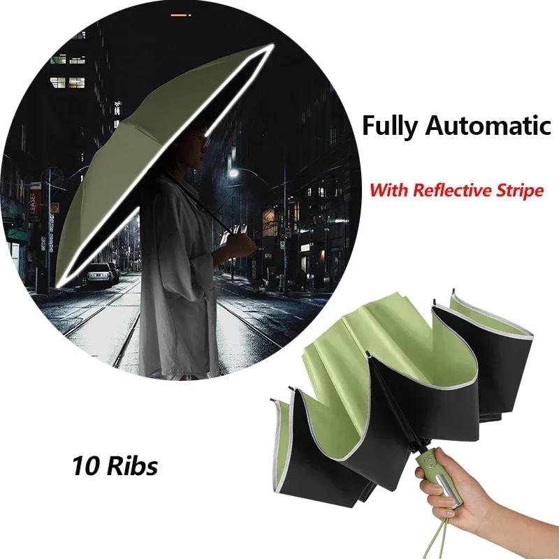 

Inverted Wind Reverse Strong For Men Rain Automatic Trip Umbrella 10ribs Women Resistant Folding Windproof