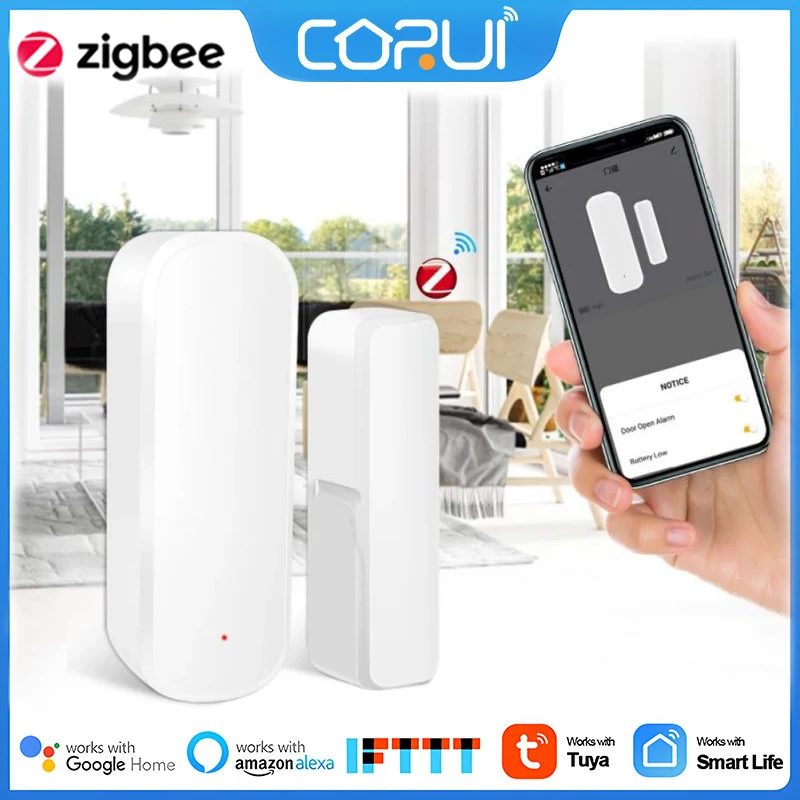 

Смарт-датчик для дверей и окон CoRui Tuya ZigBee, беспроводной детектор открывания и закрытия дверей, с дистанционным управлением через приложение