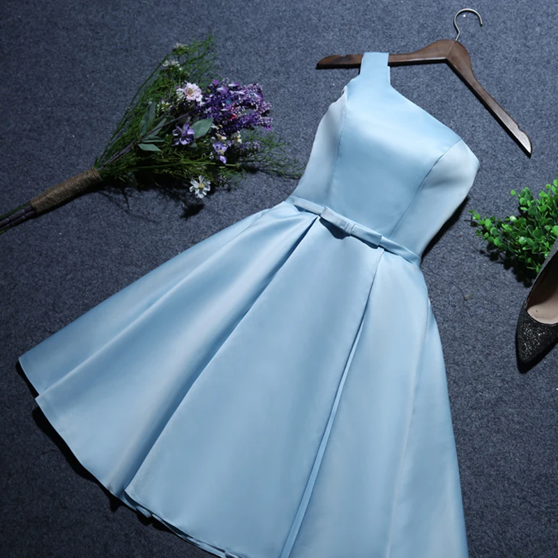 Zaražený modrá satén homecoming šaty 2024 sladké dívčí večírek formální gowns elegantní noc krátce ples gowns soumrak vestidos de festa