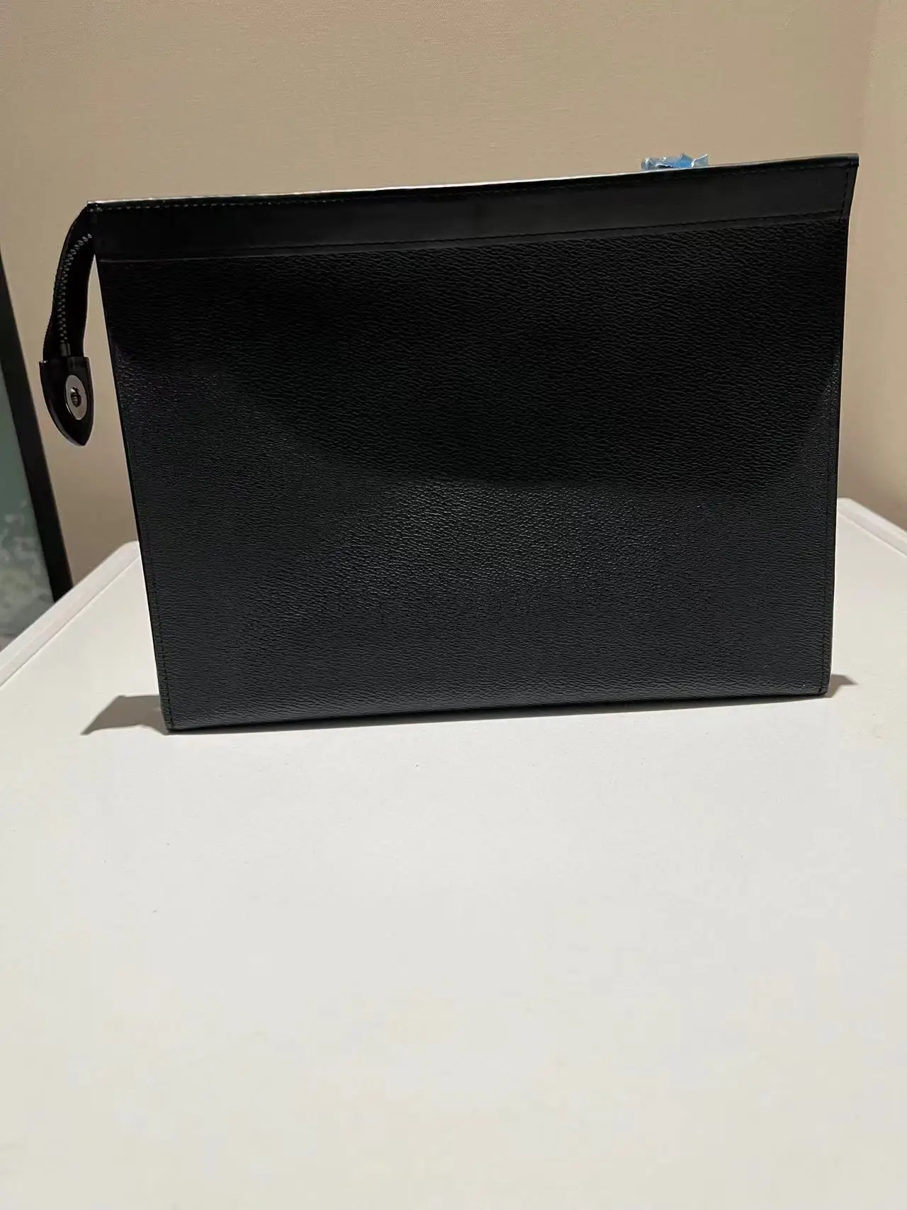 

anyagolgo leather high-quality clutch bag solid color letter briefcase business style luxury designer square computer bag unisex