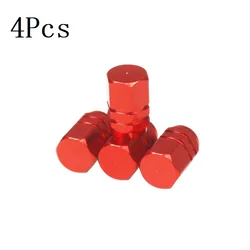 10-Pack Aluminum Tire Valve Caps - Waterproof Dust Covers for Car & Motorcycle Wheels (Red 4pcs)