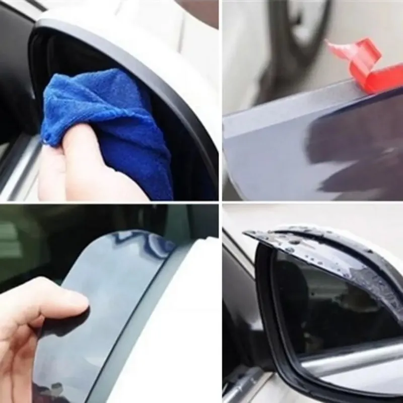 2pcs/Set  Universal Flexible Car Back Mirror Eyebrow Rain Cover Car Acc Rainproof Blades PVC Rearview Mirror Rain Shade