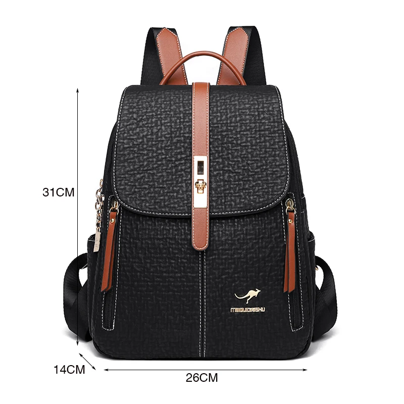 Fashion Backpacks Female High Quality Leather Bagpack for Women Rucksacks Large Capacity School Bag Ladies Travel Bags Mochilas - 3