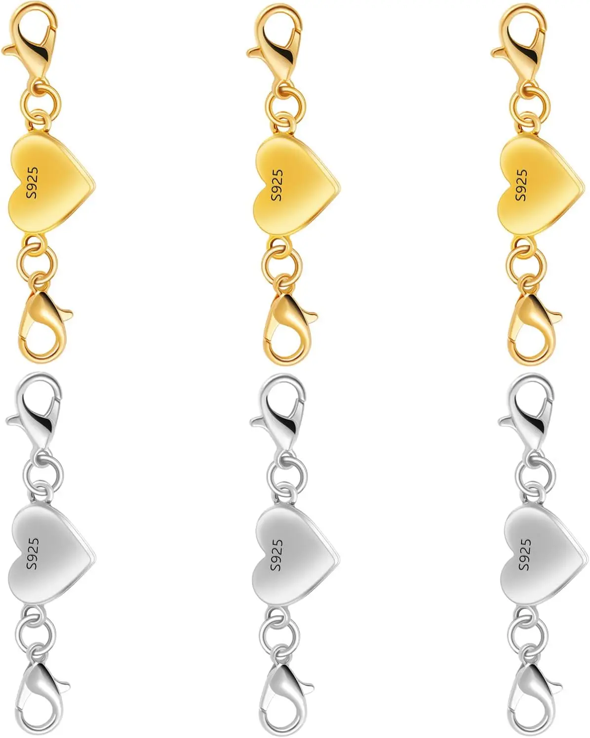 Silver Heart-Shaped Magnetic Necklace Clasps and Closures - Elegant Clasp Converters