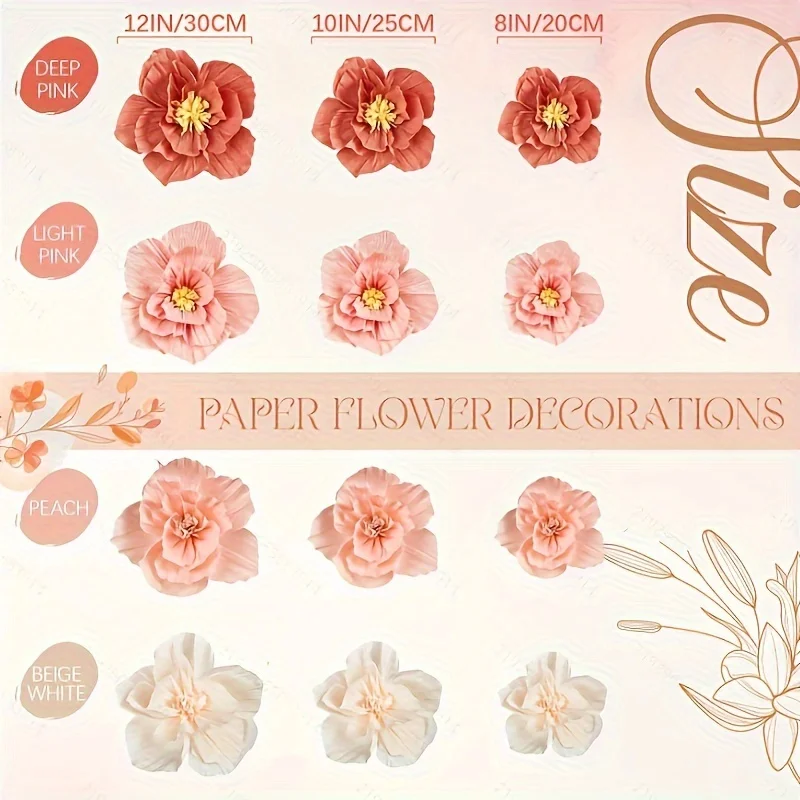 12er-Pack Yuebaaf-Papierblumen, Blumendekorationen aus Krepppapier für Verlobung, Hochzeit, Brautparty – Detail 7