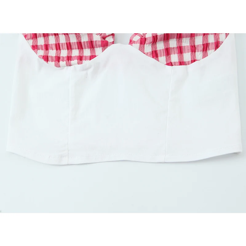 Plaid Corset Top Woman 2025 Summer Crop Tops For Women Backless Slip Short Tops Streetwear Sexy Party Top