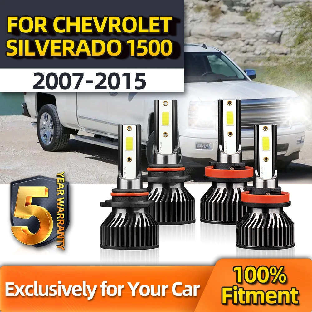 

TEENRAM For Chevrolet Silverado 1500 Plug-N-Play Bulbs Combo LED Headlight High 9005 Low H11 Ultra-white 6500K 2007 2008-2015