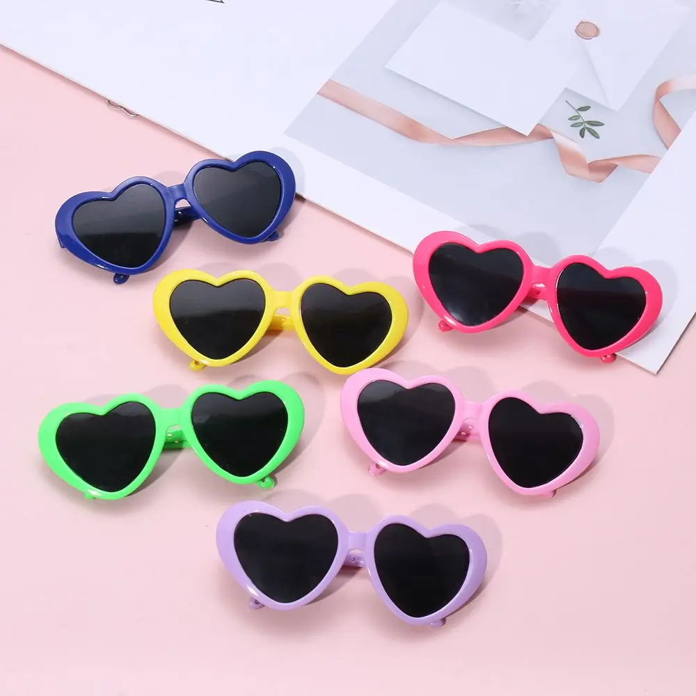 Doll Eyewear Accessories Heart Miniature Sunglasses Candy Color Frame Doll Glasses Toys For 60CM Dolls Dress Up