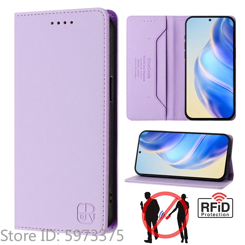 Premium Clamshell Leather Phone Case with Anti-theft Magnetic Flip Cover & Wallet Feature