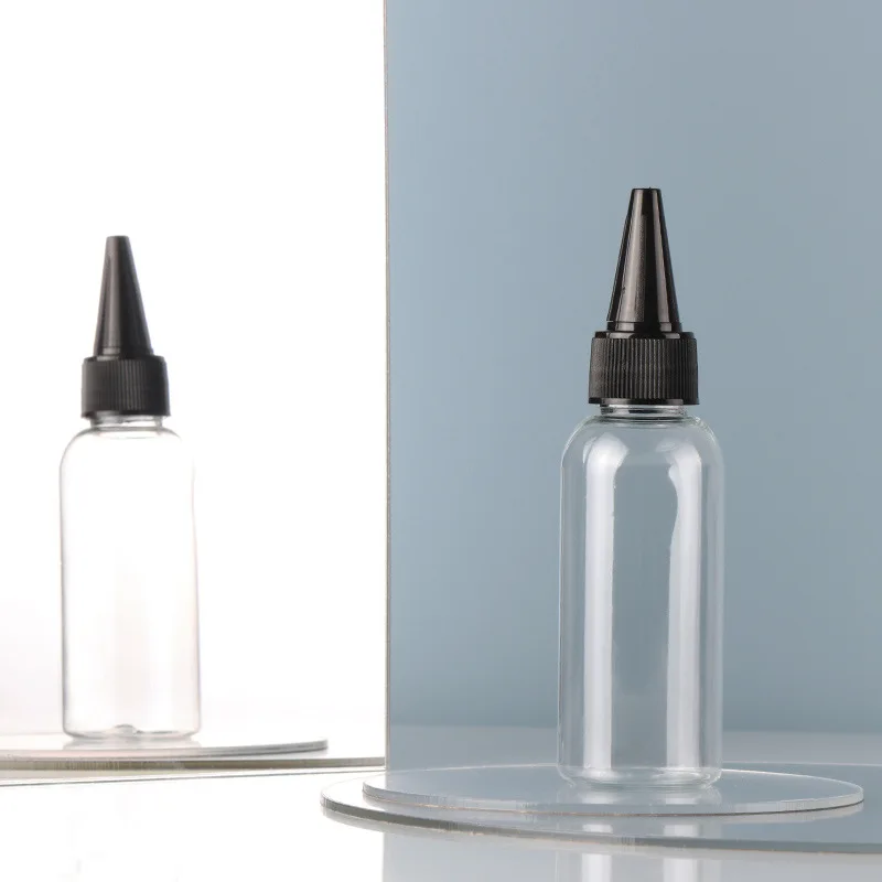 30Pcs 10/30/50/60/100/120ML Clear Plastic Bottles Applicator With Black Twist Top Cap BPA-Free For Hair Oils and Liquids