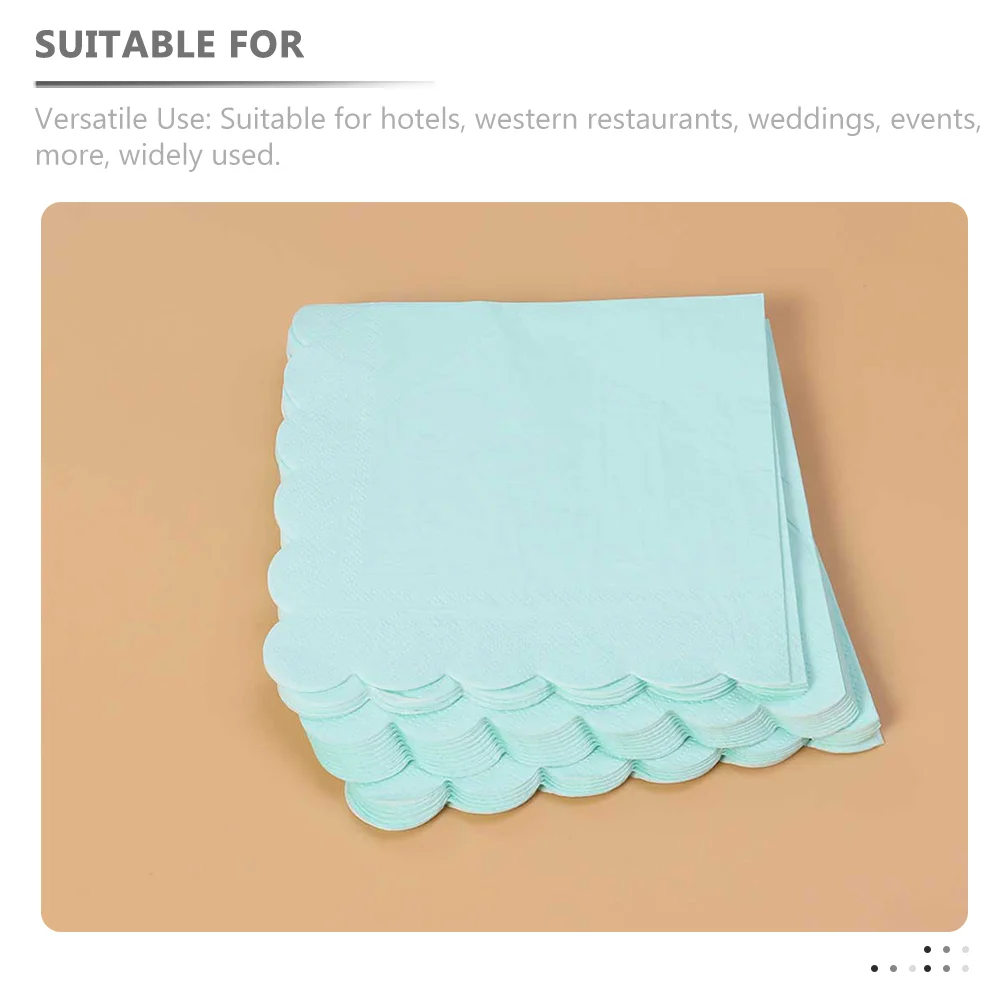 16 Pcs Wave Napkins 33cm Mint Paper Party Disposable Decorative Table Banquet Hotel Stylish Elegant Festive Atmosphere
