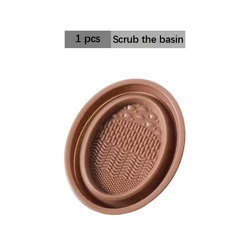 Foldable Silicone Makeup Brush Cleaning Tool - Reusable and Portable (Brown)