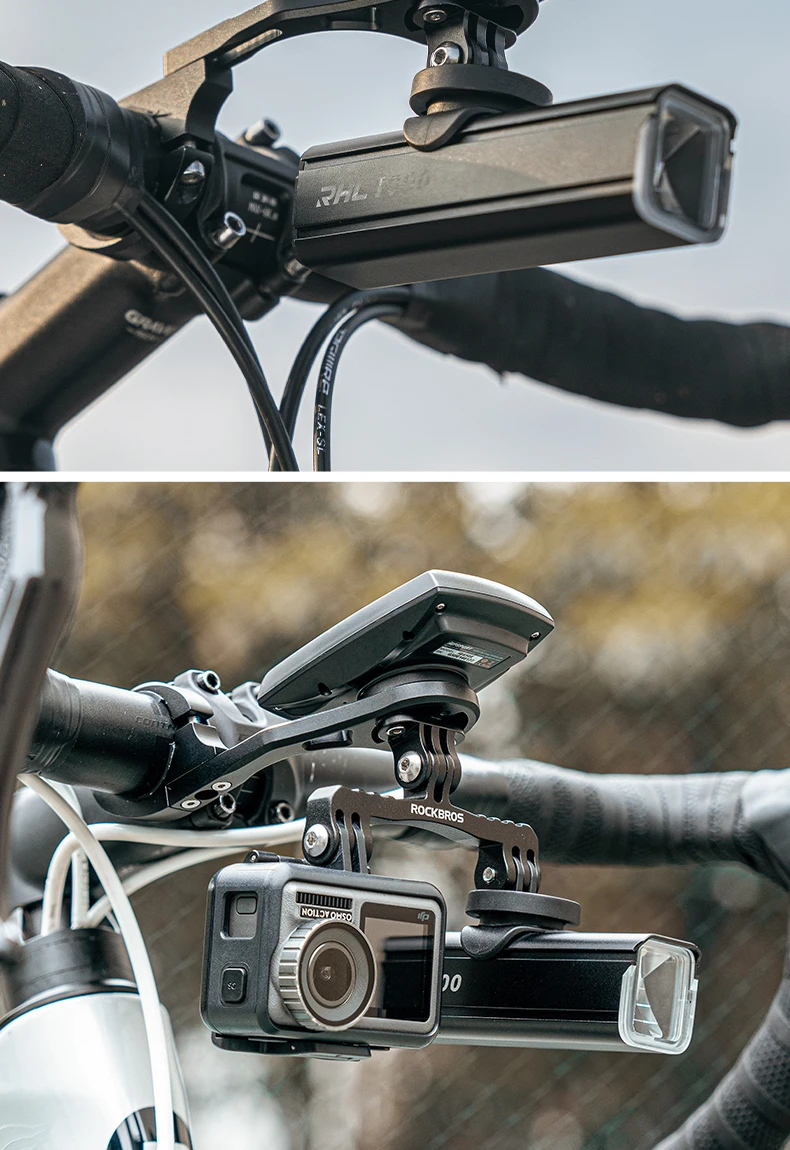 ROCKBROS Bicycle Computer Mount Bike Light Holder Bike Speedometer Gps Support Cycling Road Mtb Flashlight Extension Bracket