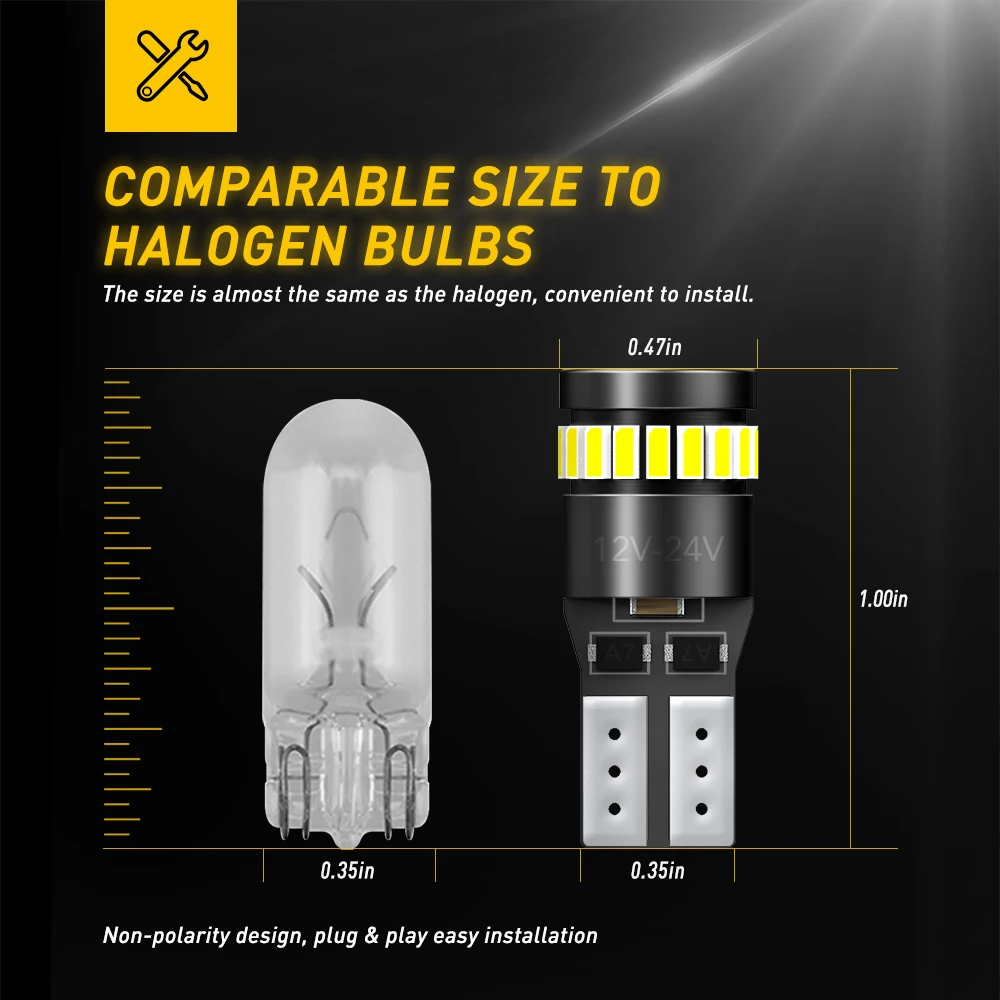 AUXITO 2X 12V 24V W5W T10 LED Canbus  VW BMW Audi Mercedes 194 168 LED ڵ ׸   Ķ    