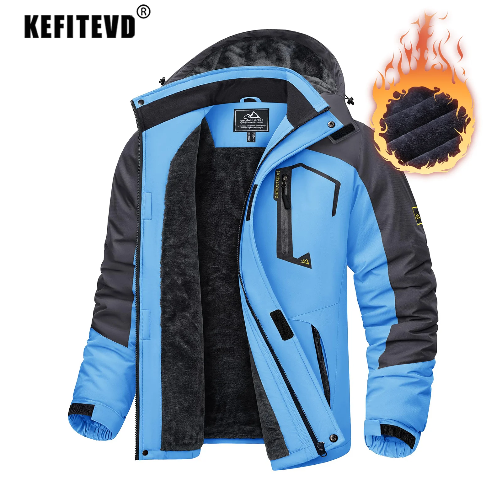 Winter Ski Jacket Men's Warm Fleece Lined Jackets Heavyweight Coat 2