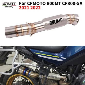 Motorcycle Exhaust Muffler Stainless Steel modify Middle Link Pipe Espace Moto Slip On For CFMOTO 800MT CF 800-5A 2021 2022