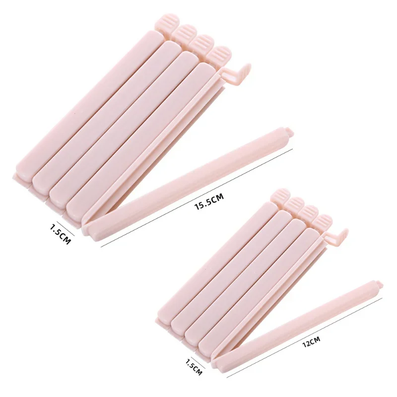 10PCS 가방 클립 식품 스낵 밀봉 클립12/15.5cm 휴대용 주방 보관 액세서리 도구 탄성 버클 패키지 가방 클램프