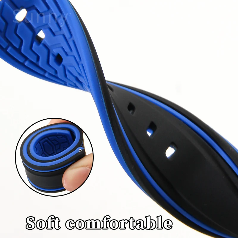 Dual-Tone Quick Release Soft Silicone Watch Strap - Available in Multiple Sizes