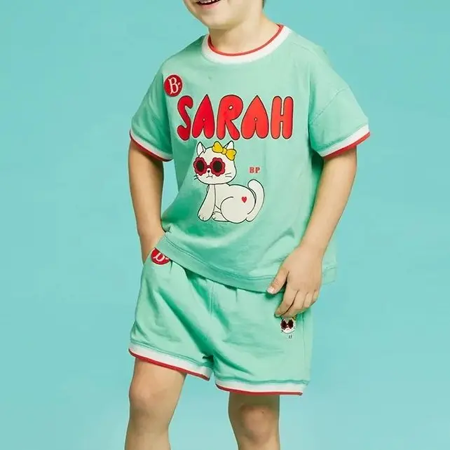 

Children's Cartoon Clothing Baby Girls Boys' Sports Set Cute Print Top+Shorts Two Piece Set 2024 Summer Kids Clothes