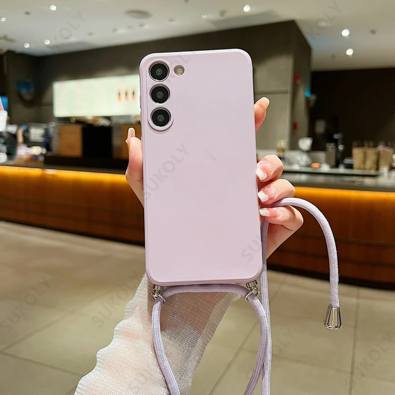 Crossbody Lanyard Soft Liquid Silicone Phone Case