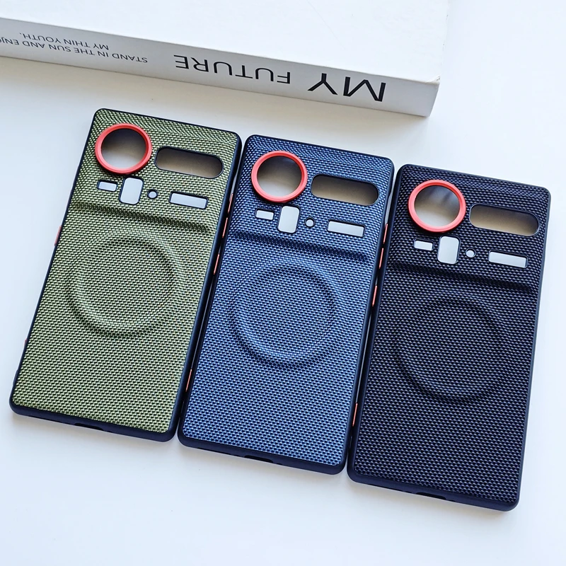 ELVEV Magnetic Luxury Weave PU Leather Anti-Fall Phone Case with Wireless Charging Compatibility