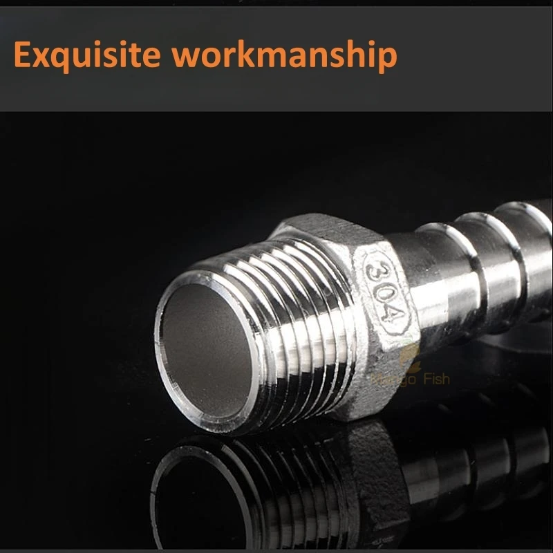 Pipe Fitting 304 Stainless Steel Pagoda Connector 6/8/10/12mm Hose Barb 1/8 1/4 3/8BSP PC Male Brass